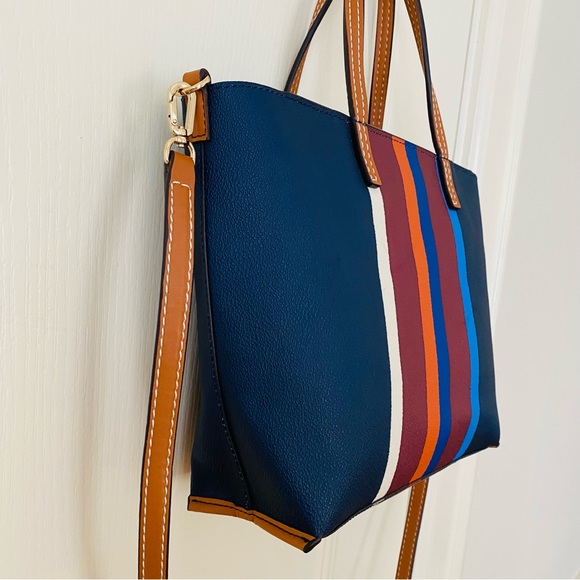 Tory Burch Kerrington Colorful Stripe Leather Tote/Crossbody Bag (medium size) - Picture 9 of 13